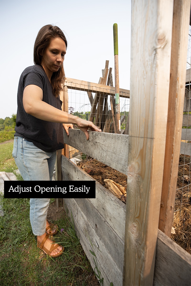 Showing adjusting compost bin