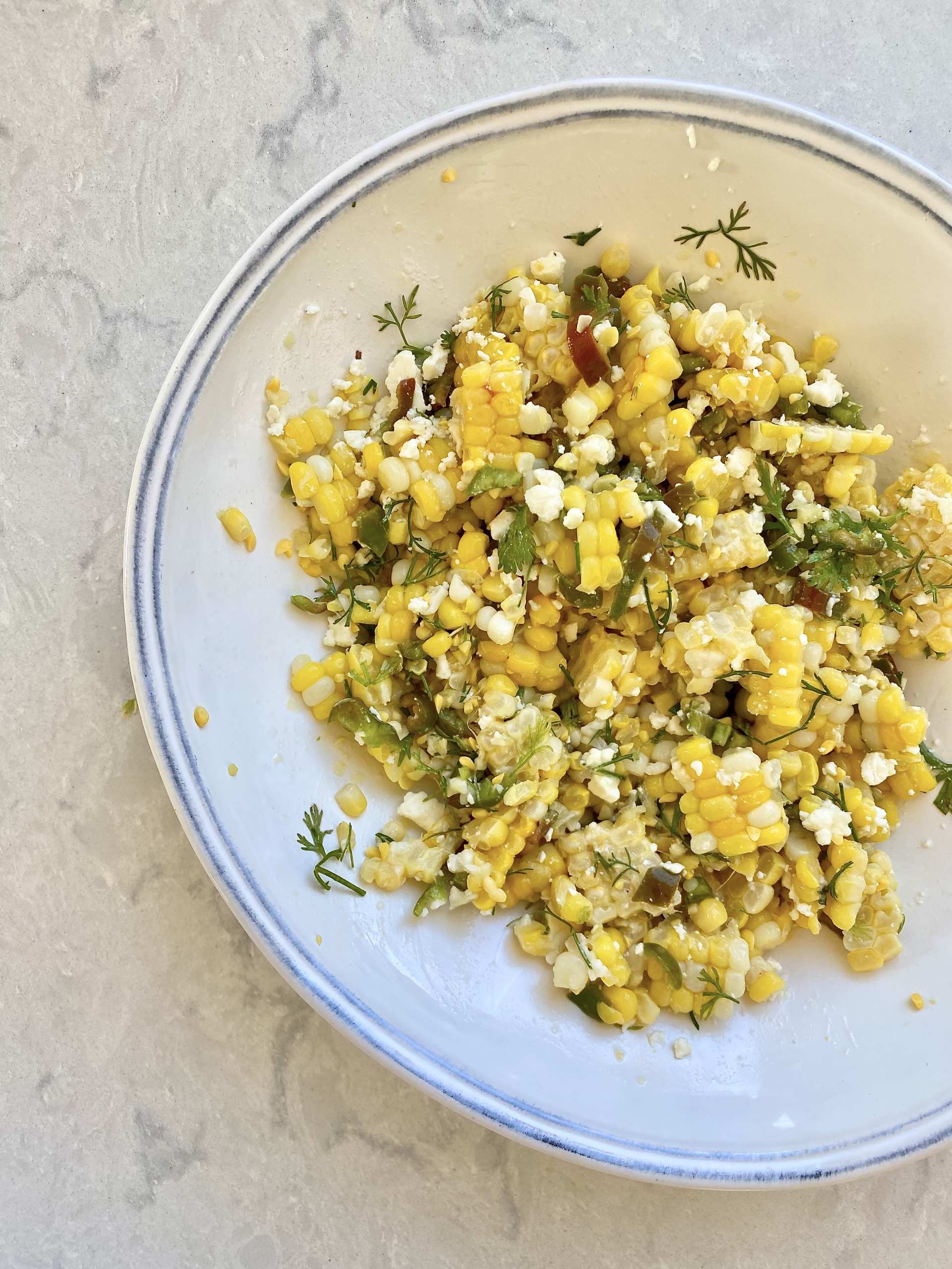 Grilled corn salad - corn salad in a bowl