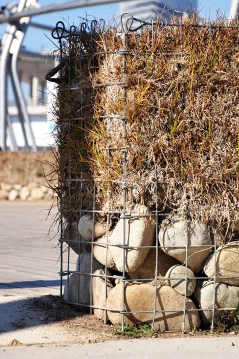 gabion fencing idea with natural materials