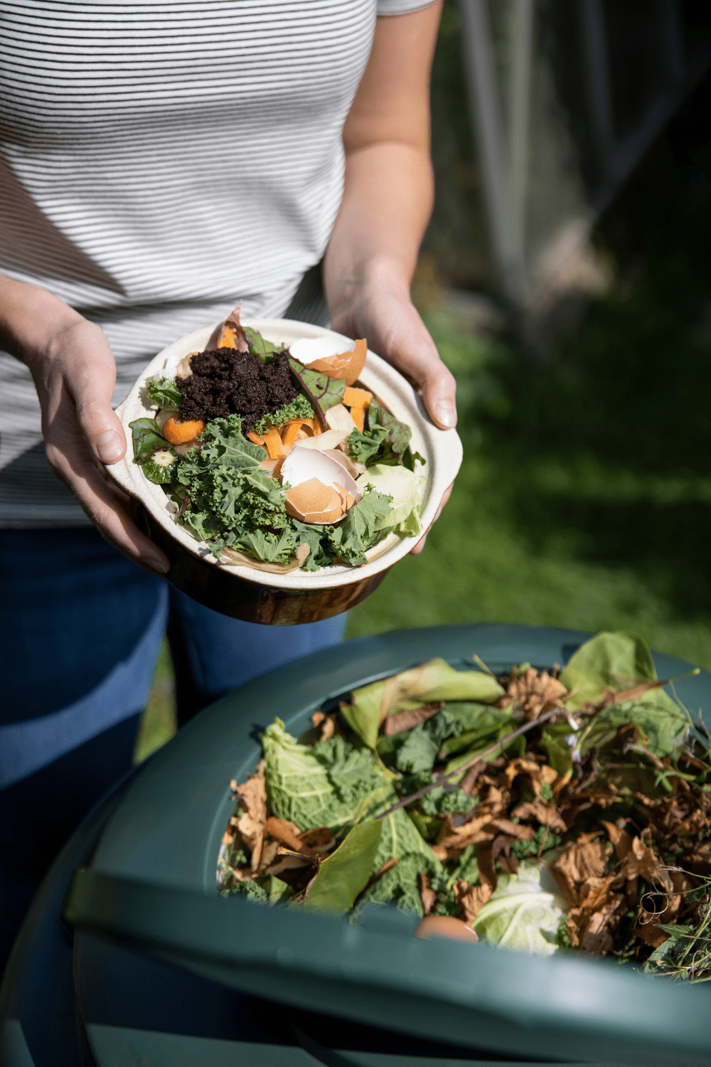 food scraps going into compost