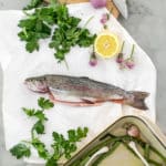 A Recipe for a simple way to bake a whole Rainbow Trout this summer. Get the Recipe on The Fresh Exchange.