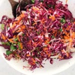 Seasonal eating recipes for the end of winter and early spring. A Winter Cabbage slaw to replace green salads. Get the recipe on The Fresh Exchange