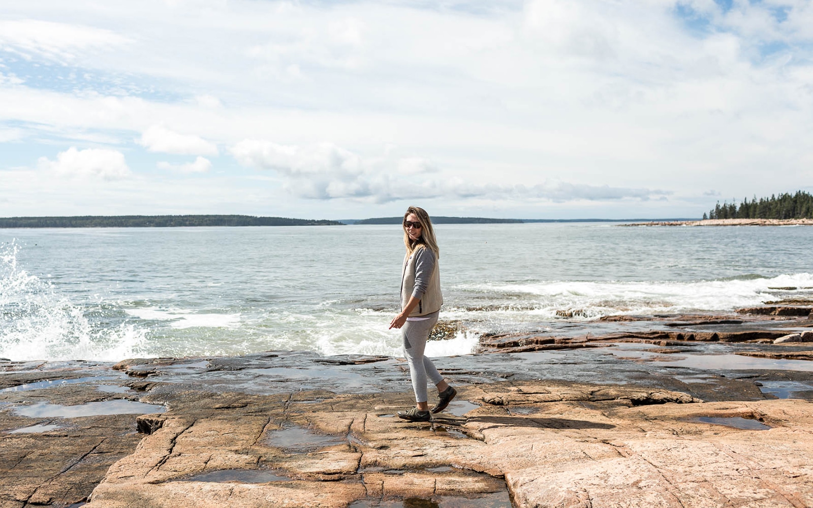 Adventuring with Merrell shoes on the shore of Maine in Acadia National Park